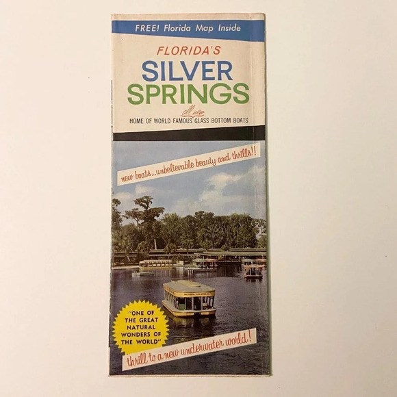 Vintage 1965 Florida Silver Springs Brochure Pamphlet Souvenir with Map - Picture 2 of 13